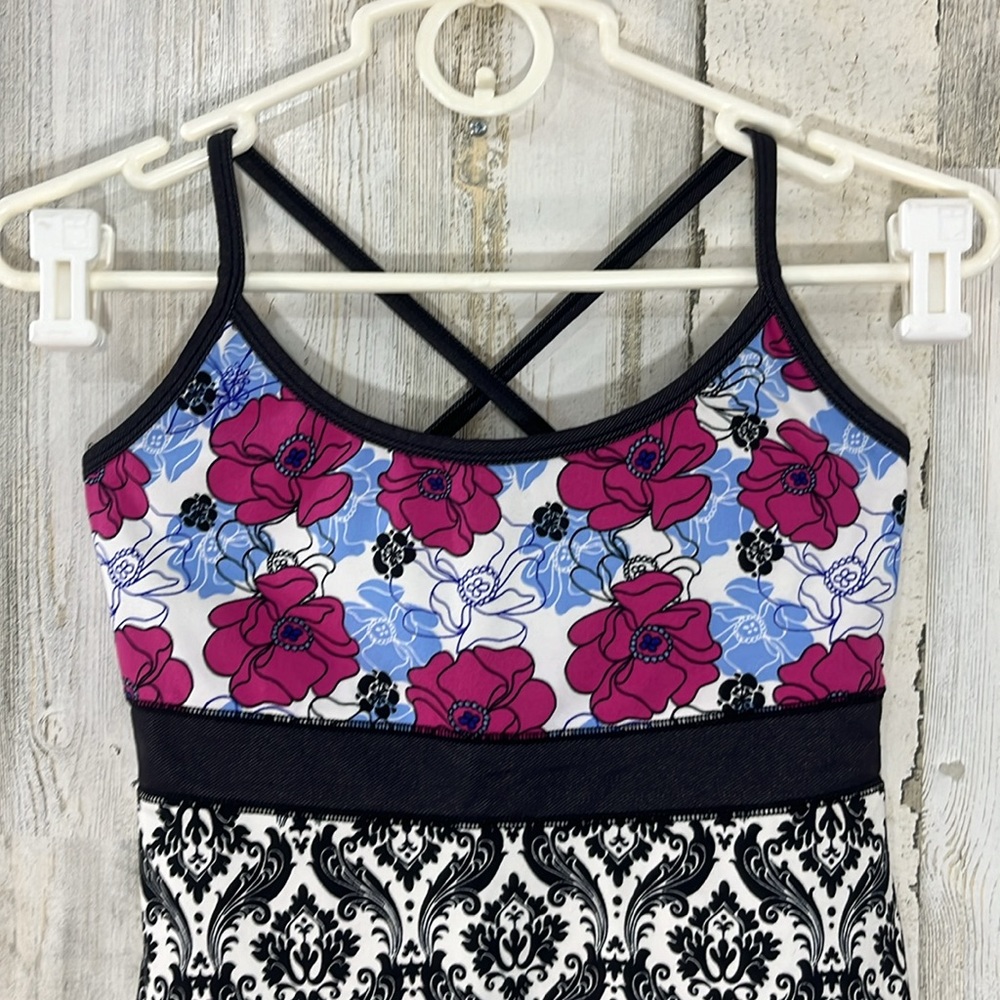 Soybu Womens Tank Top Size Small Floral Damask Print Black White Yoga Workout - Picture 5 of 10